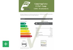 CO2-Bilanz des Eifel-Camps mit der hervorragenden Energieeffizienzklasse A. <span class="copy">&copy; Eifel-Camp</span>