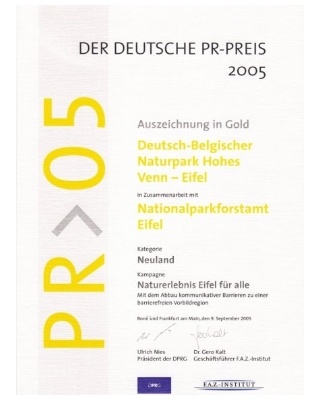 Urkunde "PR-Preis"
