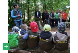 Die &quot;Lernmäuse&quot; der Kath. Kita St. Marien während Ihres Naturpark-Entdeckertages im Abenteuerwald. <span class="copy">&copy; Mechthild Lorenz / innogy SE</span>