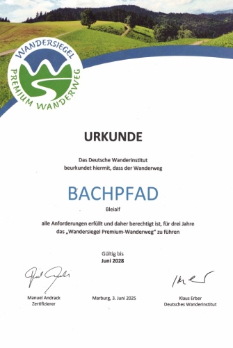 Urkunde Bachpfad 2025