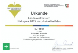Urkunde Landeswettbewerb Naturpark.2015.Nordrhein-Westfalen <span class="copy">&copy; Naturpark Nordeifel</span>