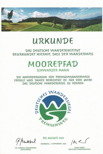 Urkunde Moorepfad 2020_Deutsches Wandersiegel